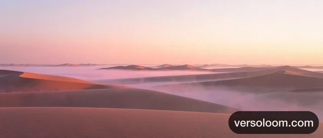 FLUX.2 [klein] 4B: Ultra-wide dawn dunes panorama, long pink mist bands over sand ridges, minimal geometry, s
