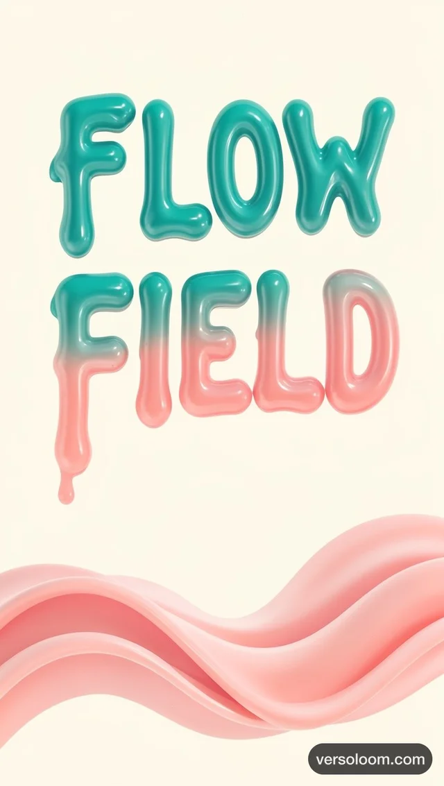 FLUX.2 [klein] 4B: Music festival poster with flowing liquid-lettered title "FLOW FIELD", melting gradient ty