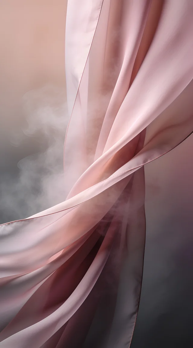 Seedream 4.5: Abstract flowing silk and smoke gradient in dusty rose and graphite, soft folds blending i